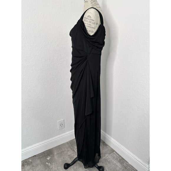 Alex Evenings Maxi Cold Shoulder Dress, Mother of Bride. Black. Size14P NWT - Picture 4 of 9